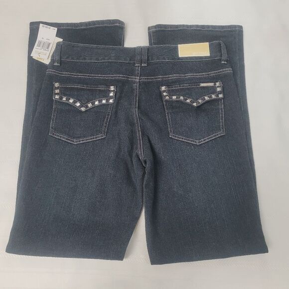 MICHAEL Michael Kors Jeans Y2K Low Rise Boot Cut Denim Stud Sausalito 10 New - Picture 4 of 14